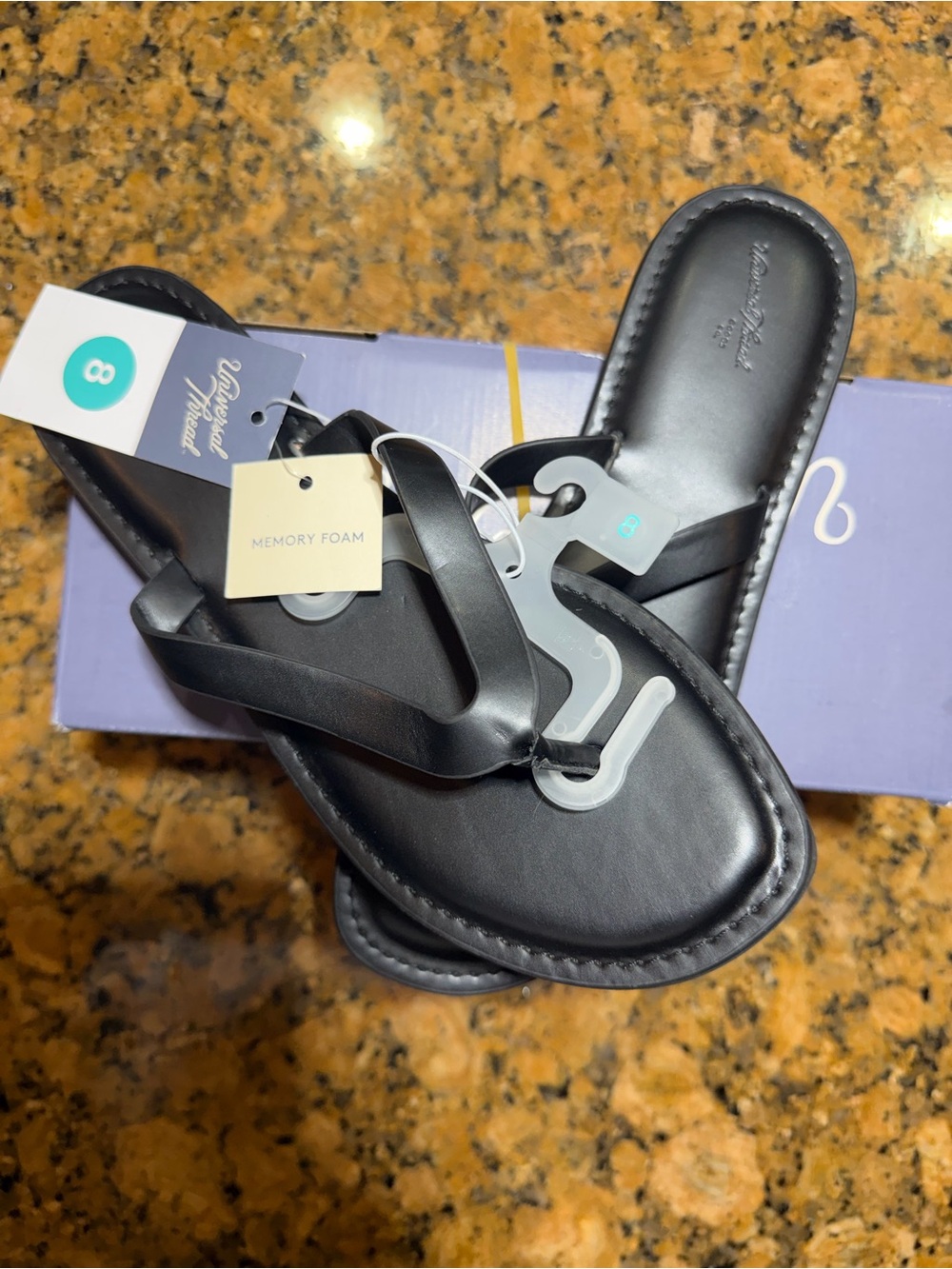 Universal Thread Black Faux-Leather Flip Flop Sandals - Picture 2 of 3